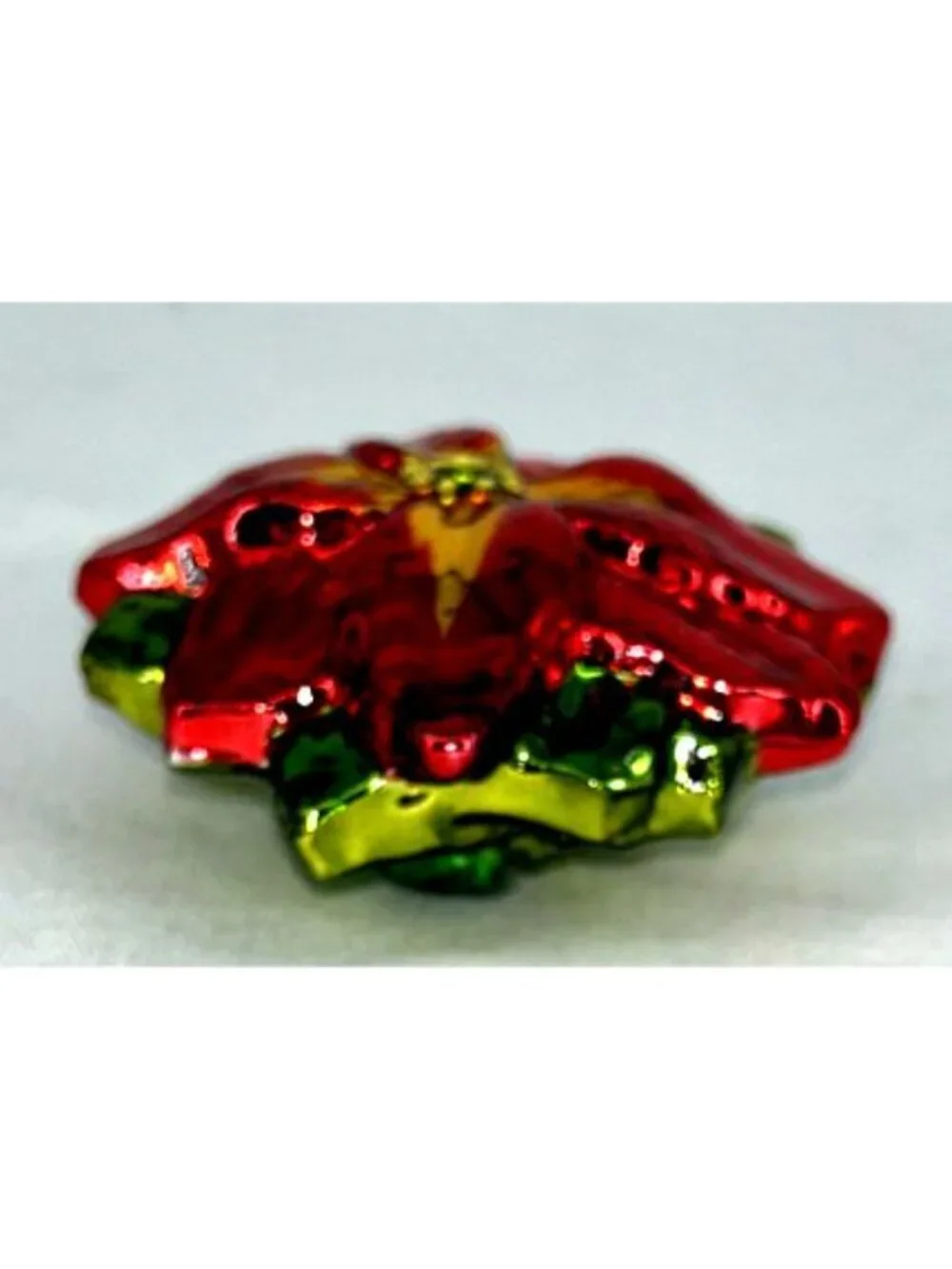 Poinsettia Christmas Ornament Hand Blown Glass 3.5 Hawaiian Flower